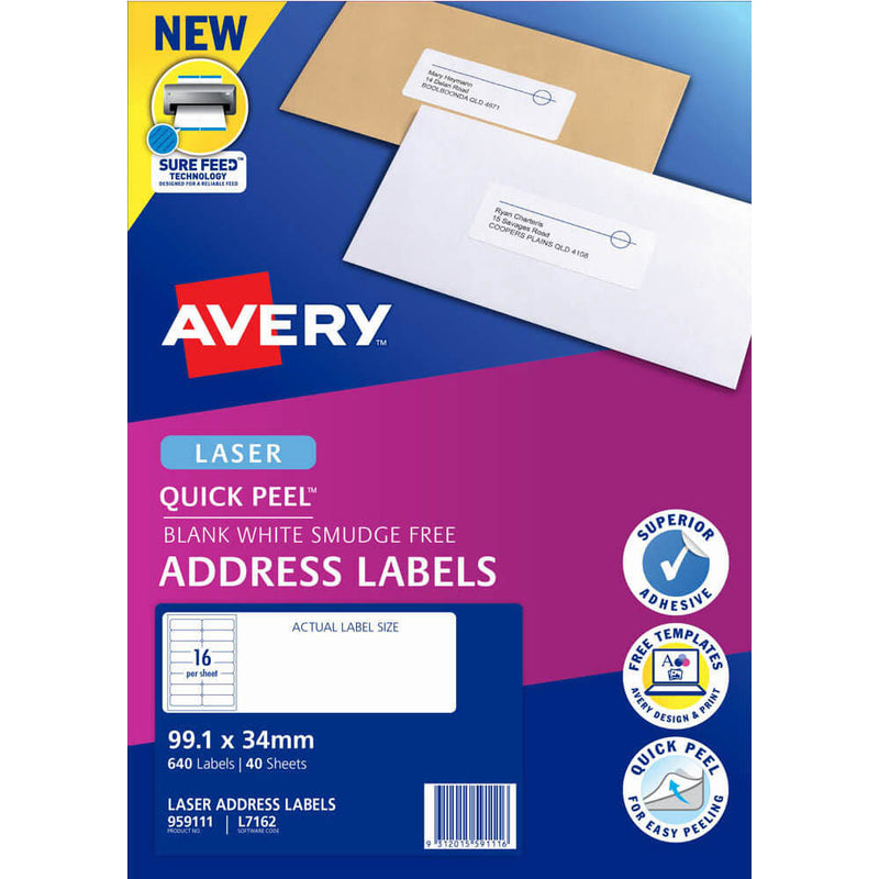 Etykiety adresowe Avery Laser Quick Peel